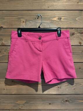 Isaac Mizrahi New York Women's Pink and White Polka Dot Tailored Shorts Size 4